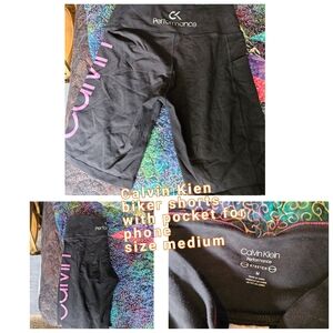 Calvin Klein Black Biker Shorts with Pink Logo